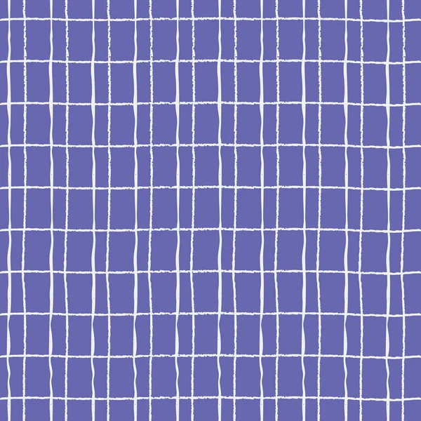 Seamless repeating pattern with hand drawn white curved uneven gridline on Pantone of the 2022 year Very Peri background — стоковий вектор