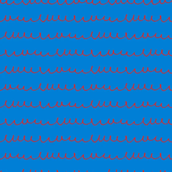 Naadloos patroon gebaseerd op krabbel schrijven imitatie op levendige blauwe achtergrond — Stockvector