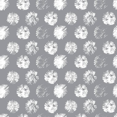 Gri arka planda elle çizilmiş karahindiba çiçekleri ile kusursuz desen