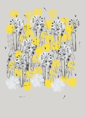 Pre, Karahindiba çiçeğiyle şablon yaptı. Yaz konsepti.