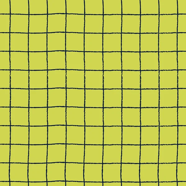 Patrón a cuadros sin costura con rejilla dibujada a mano sobre fondo amarillo — Archivo Imágenes Vectoriales