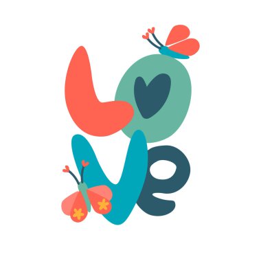 Beyaz arka planda el yazısıyla yazılmış aşk ifadesi. Aşk, Aşk, Sevgililer Günü konsepti. Retro 60 'lar, 70' ler tasarımı