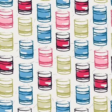 Popüler sanatta teneke kutularda kusursuz desen, retro tarzı