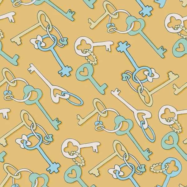 Nahtloses Muster mit bunten Schlüsseln, Schlüsselanhängern — Stockvektor
