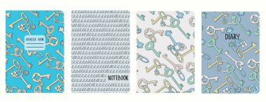 Tuşlu, daireli, pürüzsüz şablonlara dayalı kapak sayfası şablonları. Defterler, defterler, günlükler için arkaplan