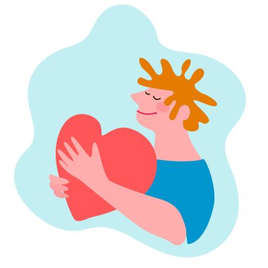 Genç bir adam skrdue 'yu göğsüne bastırıyor.