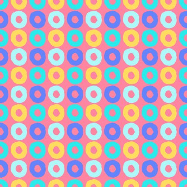 Yüzey tasarımı ve diğer tasarım projeleri için düzensiz çok renkli dairelere sahip pürüzsüz desen