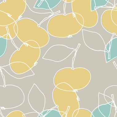 Yüzey tasarımı için elmalar, posterler, çizimler. Açık renkli arka planda izole elementler. Sağlıklı yiyecekler, vejetaryenlik teması