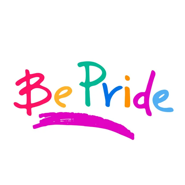 Pride Logo Duhovým Nápisem Dvěma Kluky Objímajícími Slogan Vyjádření Podpory — Stockový vektor