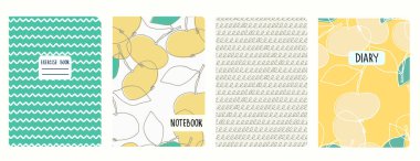 Elmalı, bezelyeli, elle çizilmiş kapak şablonları. Kusursuz kalıplara dayanarak. Başlıklar izole ve değiştirilebilir. Defterler, defterler, günlükler için mükemmel.