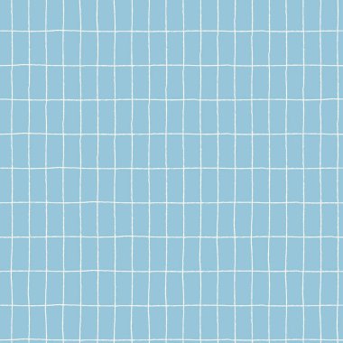 Elle çizilmiş ızgaralı kusursuz damalı tekrarlama deseni. Paket kağıdı, yüzey tasarımı ve diğer tasarım projeleri için mavi ekose arkaplan