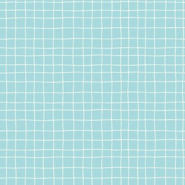 Elle çizilmiş ızgaralı kusursuz damalı tekrarlama deseni. Paket kağıdı, yüzey tasarımı ve diğer tasarım projeleri için mavi ekose arkaplan