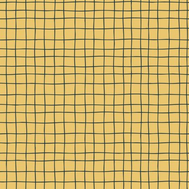 Kağıt, yüzey tasarımı ve diğer tasarım projeleri için sarı arkaplan üzerinde elle çizilmiş kırsal kılavuz çizgisi olan kusursuz yineleyici desen