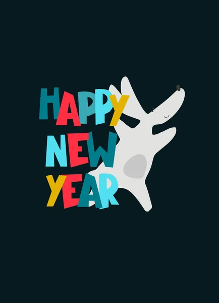 Bonne Année Carte Vœux Avec Lapin Eau Animal Zodiaque Pour — Image vectorielle