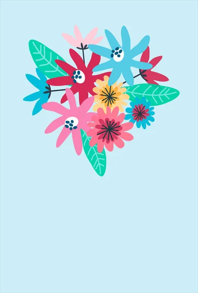 Pre made template with flower. Summer concept. Decorative greeting card, invitation, poster, design background, birthday party.