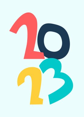 2023 yılbaşı logosu, tebrik kartı şablonu. Moda higge İskandinav tarzında el harfleri.