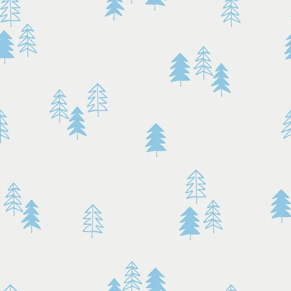 Nahtlos Wiederholtes Muster Mit Schneebedeckten Tannen Weihnachten Neujahr Winterkonzept Backound — Stockvektor
