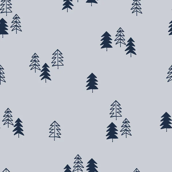 Seamless Repeating Pattern Snowy Fir Trees Christmas New Year Winter — Stock Vector