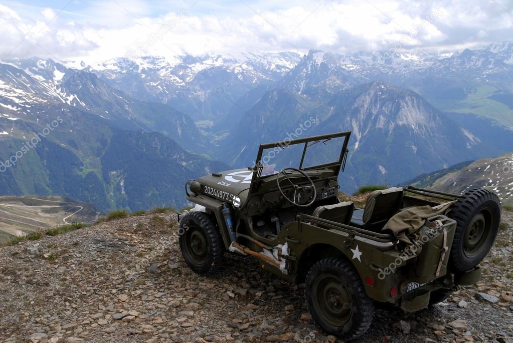Military jeep in the mountain