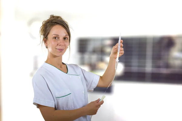 Nurse and perfusion — Stock Photo, Image