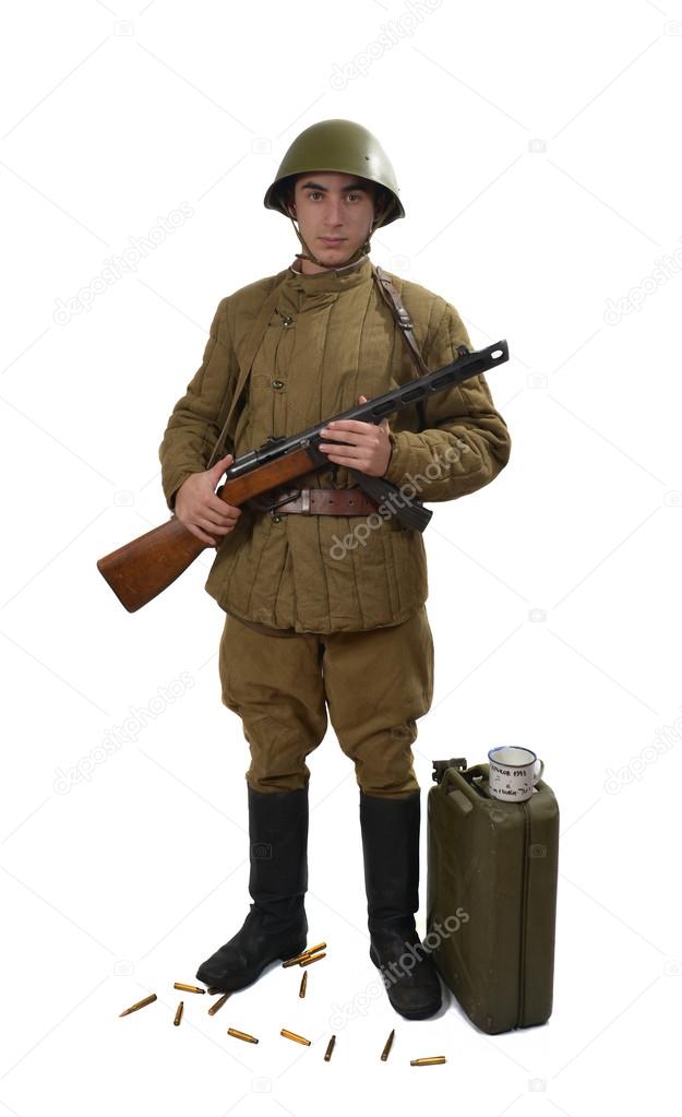 young Soviet soldier with his ppsh 41