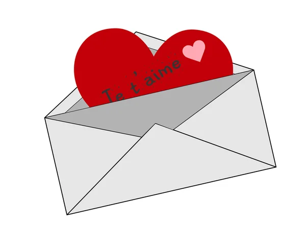 Coeur de valentin dans une enveloppe — Image vectorielle