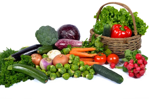 Vegetables and basket — Stock Photo, Image