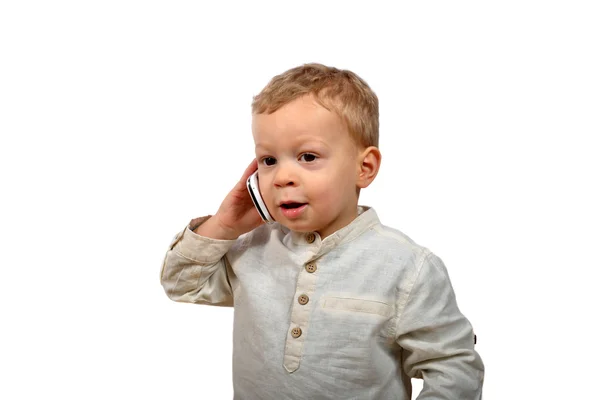 Dítě s mobilním telefonem — Stock fotografie