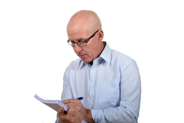 Man standing with a notebook — Stock Photo, Image