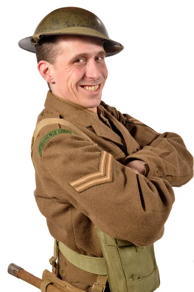 Английский солдат счастлив. — стоковое фото