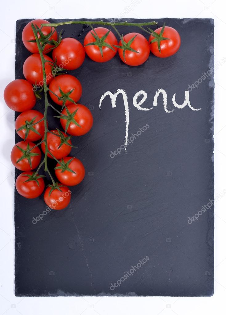 Men Su Una Lavagnetta Con Pomodori Foto Stock Philipimage 41923935