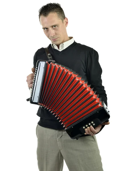 Young man playing the accordion — Stock Photo, Image