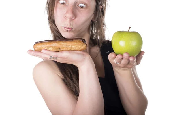 Svårt val mellan kaka och apple — Stockfoto