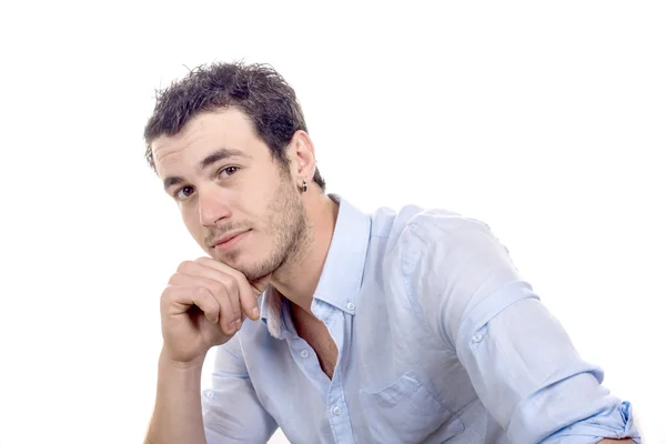 Joven con camisa azul — Foto de Stock