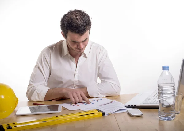 Young man absorbed in work — Stock Photo, Image