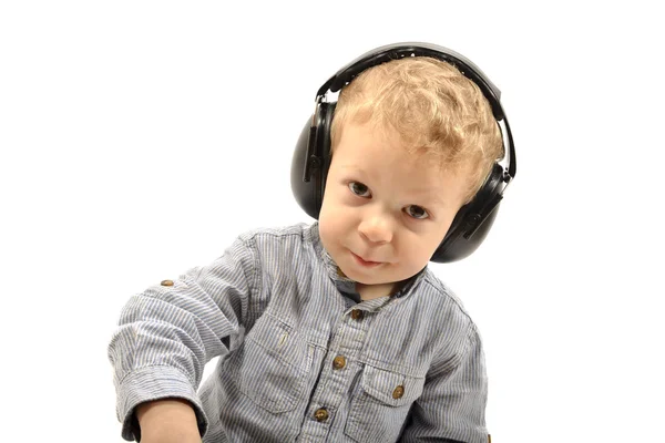 Dítě se sluchátky — Stock fotografie