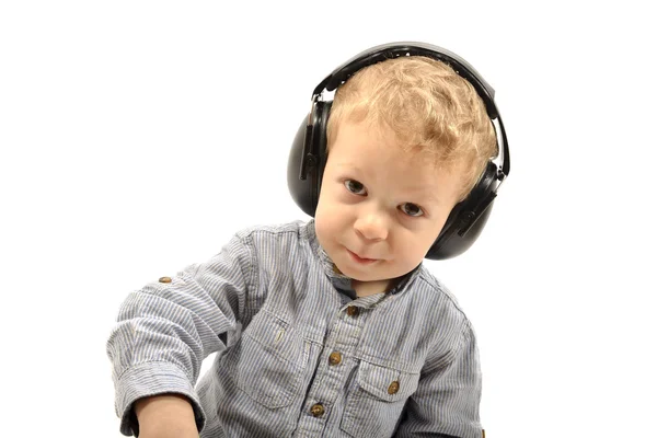 Baby with headphones — Stock Photo, Image