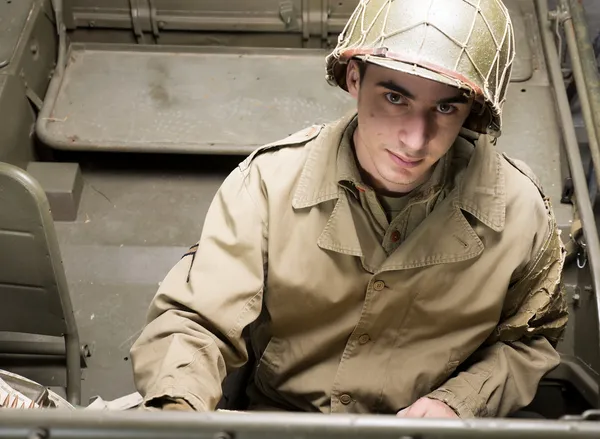 II. Dünya Savaşı askeri bir araç sürücüsü — Stok fotoğraf
