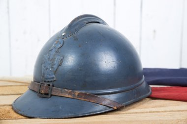french helmet and old french flag clipart