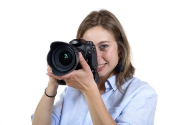 kız dijital fotoğraf makinesi ile fotoğraf çekmek 
