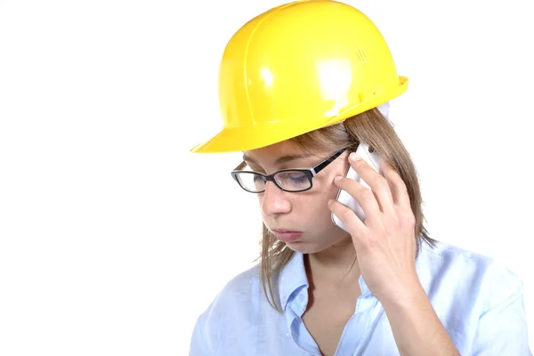 Young female architect on the phone — Stock Photo, Image