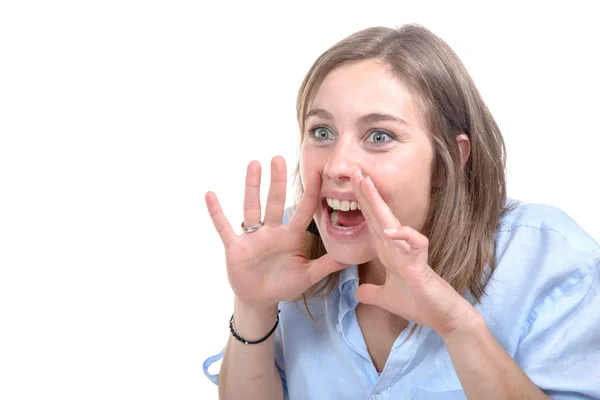 Jonge vrouw schreeuwt — Stockfoto