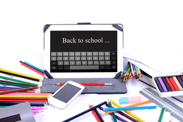 Back to school written on a digital tablet — Stock Photo, Image