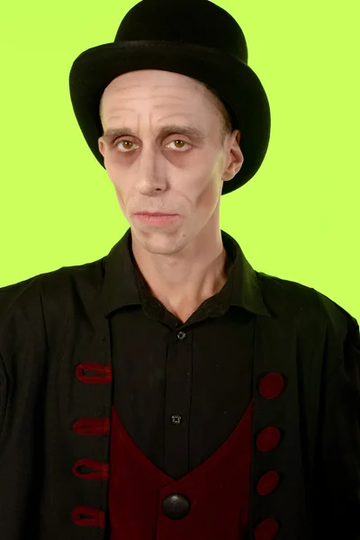 Man dressed up as vampire for the halloween on green screen — Stock Photo, Image