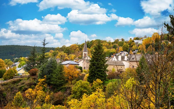 Herbstlandschaft Einem Kleinen Französischen Dorf — Stockfoto
