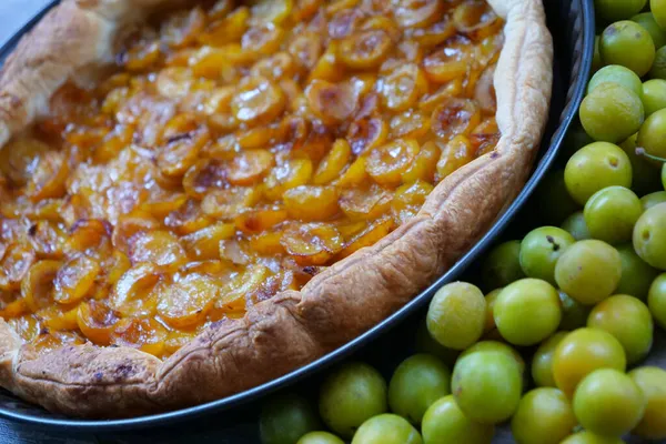 Delicious Home Made Mirabelle Plums Pie — Stock Photo, Image