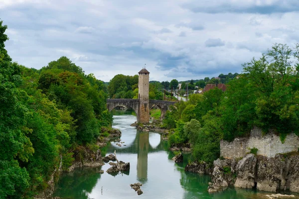 Ponte Medievale Sul Fiume Gave Pau Orthez Francia — Foto Stock