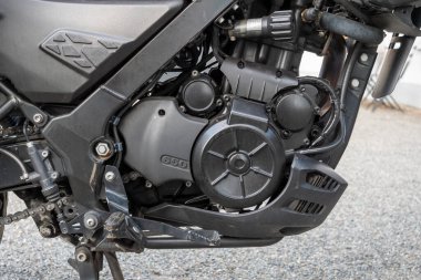 a Motorcycle engine close-up detail 