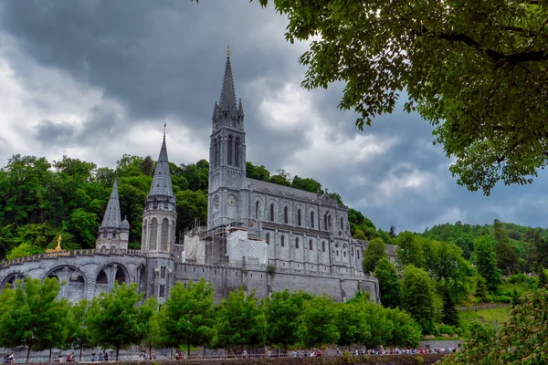 Una Vista Basílica Lourdes Francia — Foto de Stock