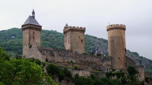Gamla Medeltida Slott Foix Ariege Södra Frankrike — Stockvideo